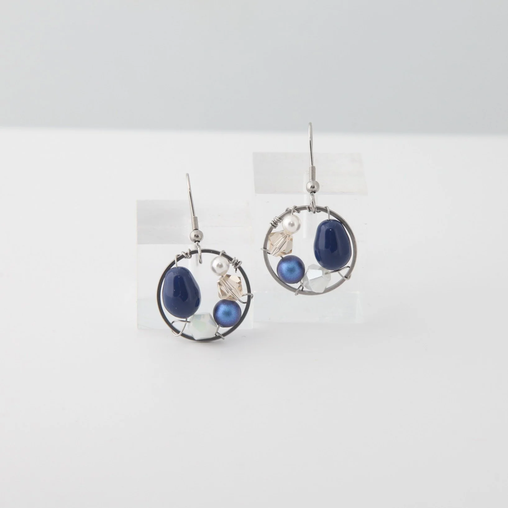 Steel blue pearl drop earrings pic 3.jpg