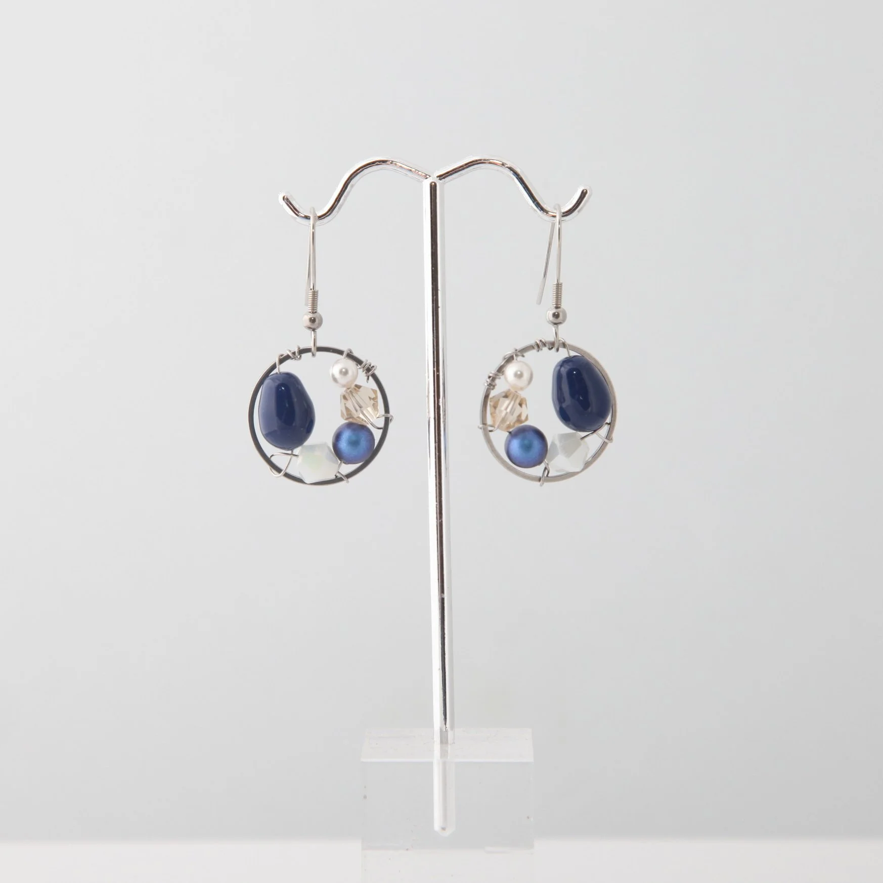 Steel blue pearl drop earrings pic 1.jpg