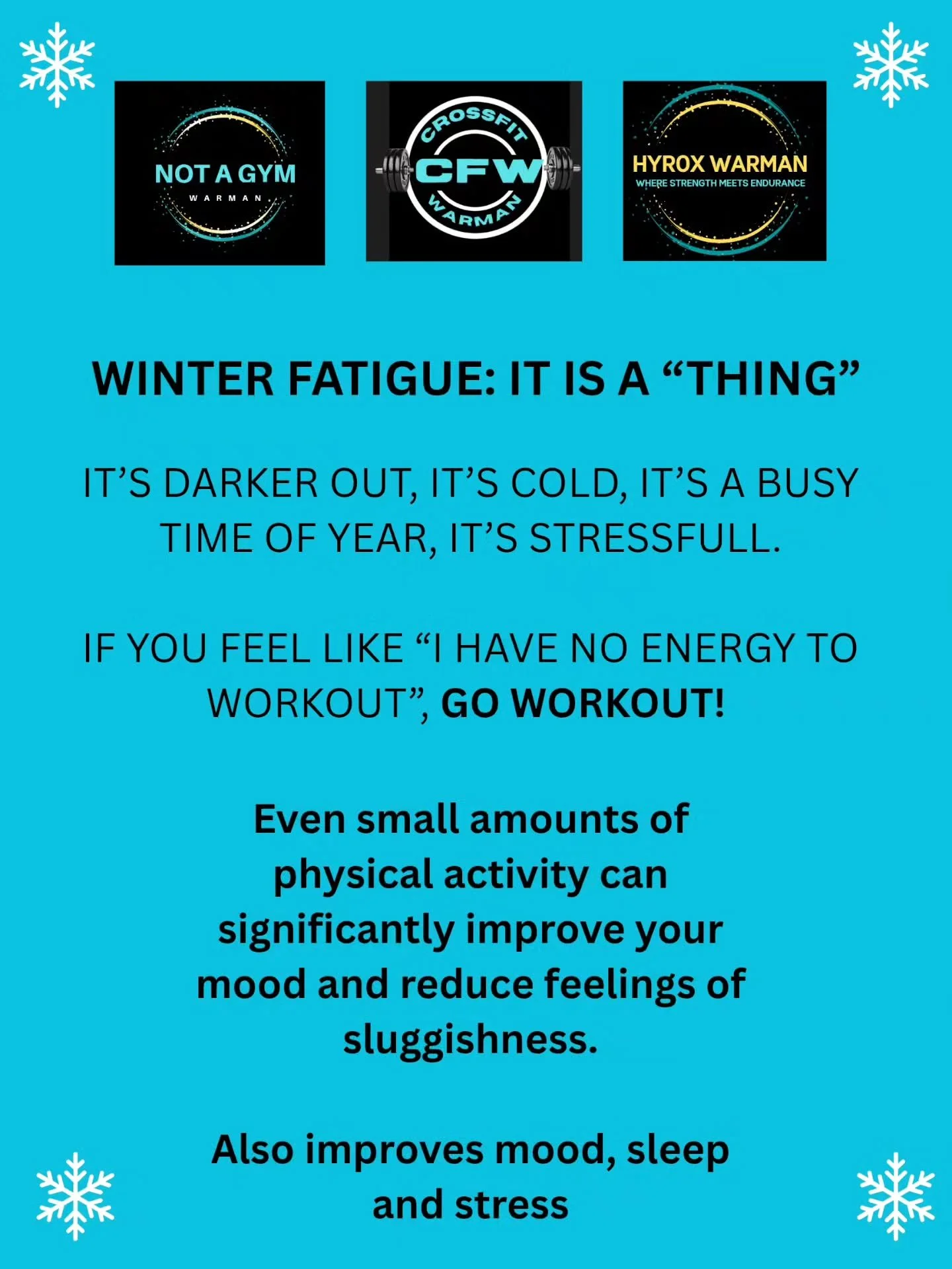 Yoga, stretch, crush weights, anything 
Stop saying, oh in the new year. Just keep moving