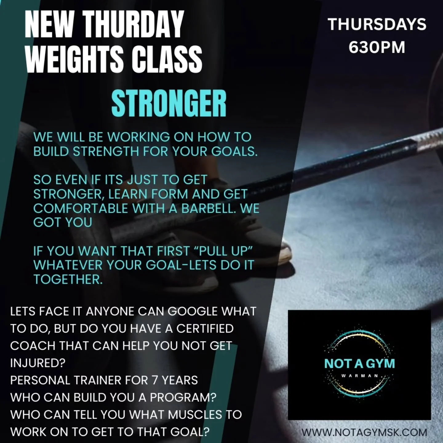 Send me a message and get a hed start for next week!

#nagstrong #notagymcommunity