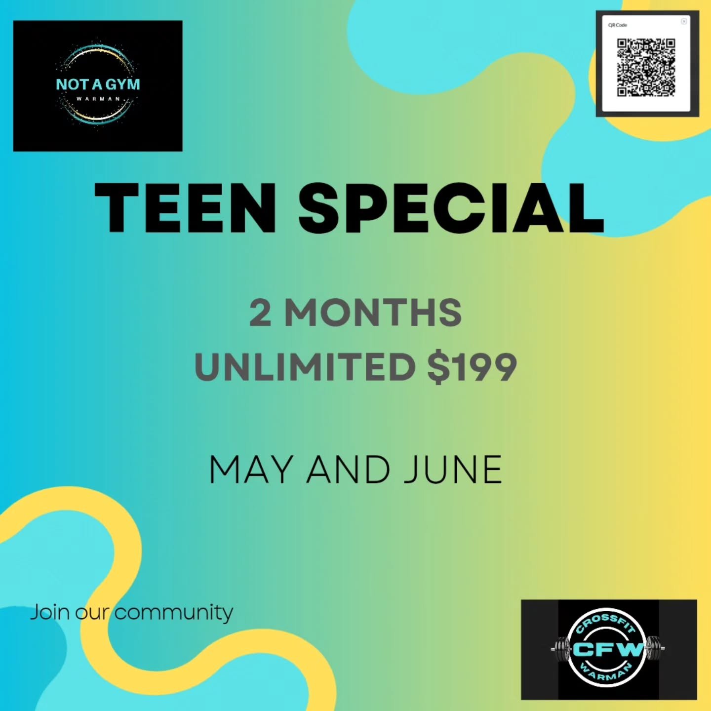 New special limited time
Unlimited classes 

#hyroxca #crossfit #teens #warmanteens