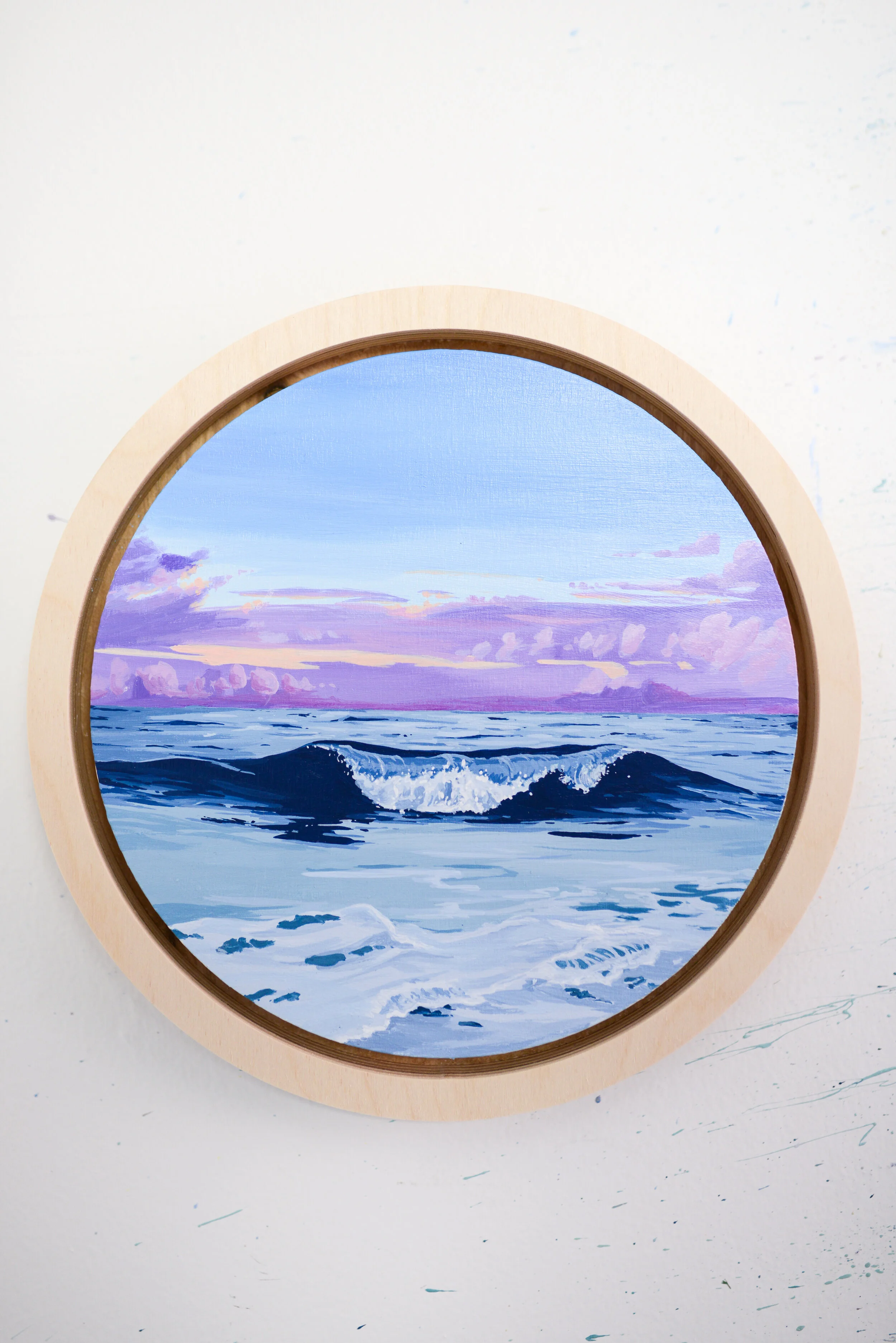 "Quiet Beneath the Surface" 8x8 Framed Round Painting