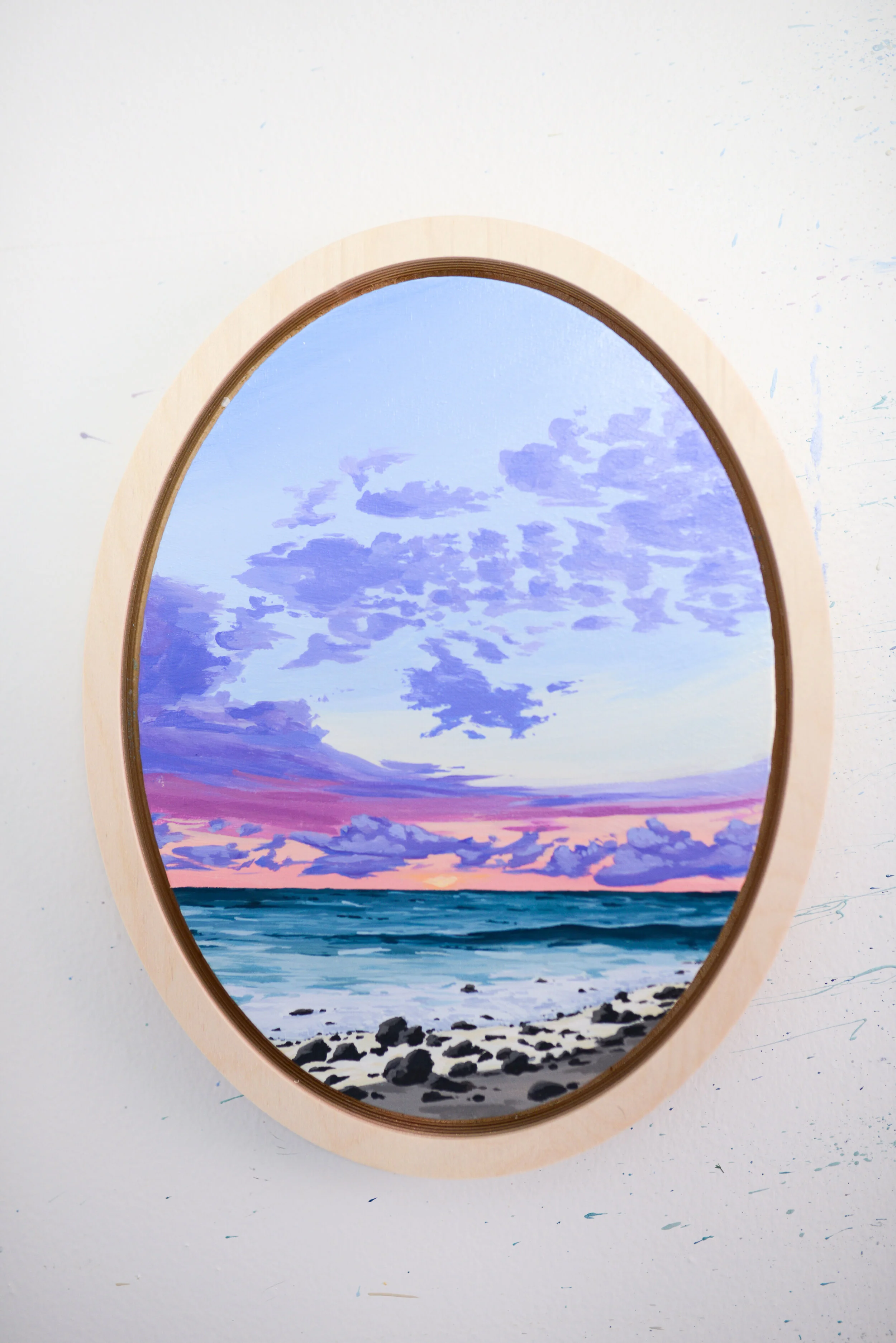 "Melting Sun" 8x10 Framed Oval Painting