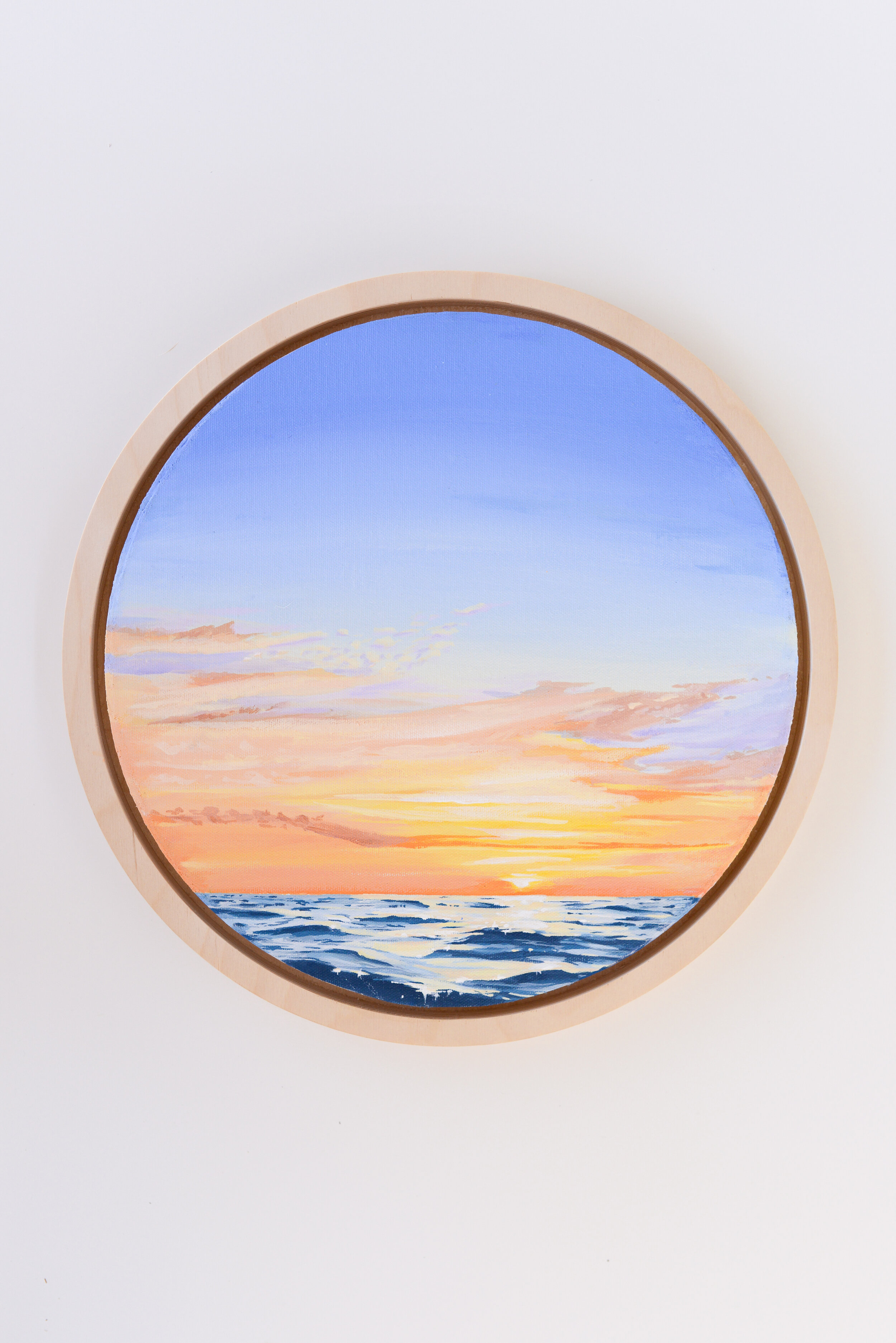 "Adventure is Within You" 12x12 Framed Acrylic Circle Seascape Painting