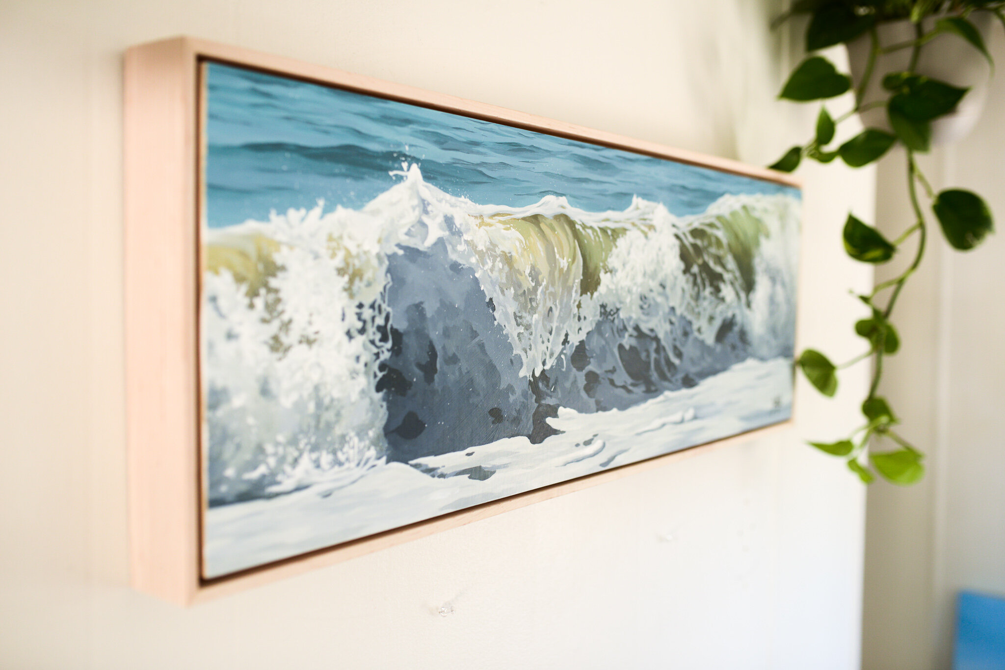 "Crash Over Me" 12x36 inch Framed Acrylic Painting