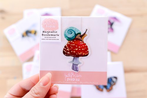 Purple Mushroom Magnetic Bookmark — Yvette Lab Fine Art Studios