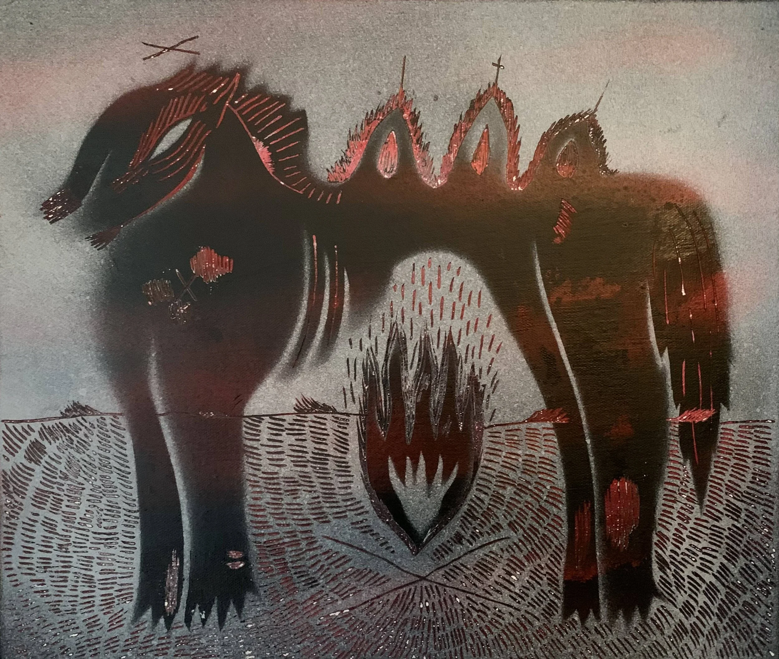 Red horse (Campfire at night) 