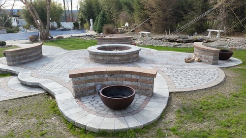 5 Design Ideas That Accentuate A Paver Patio With An Outdoor Fireplace In Chester Ny Tkc Landscaping - Circular Patio Design Ideas
