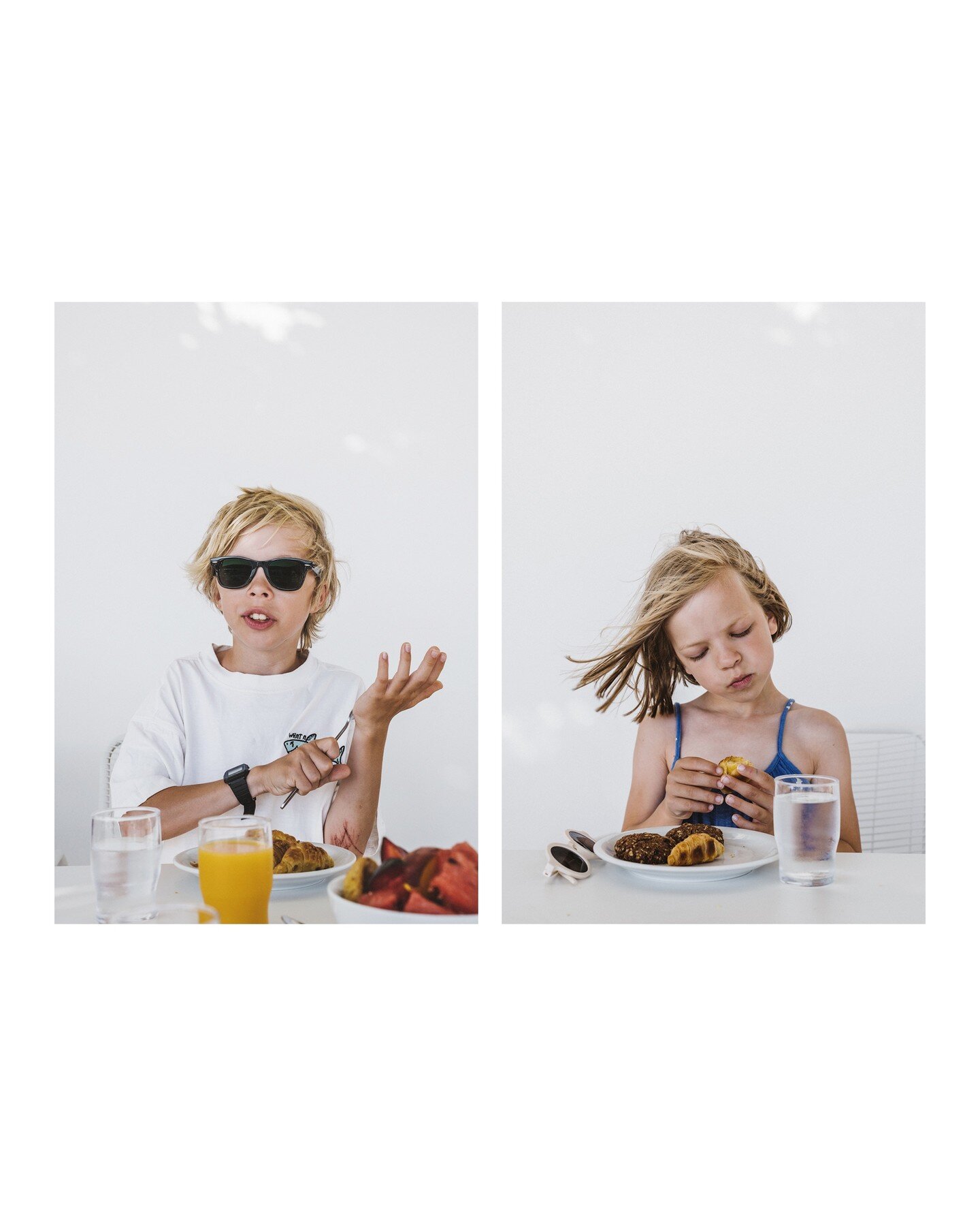 FYI, that coloured stuff in the first photo, fruit based food, isn&rsquo;t the kids&rsquo;. They&rsquo;re on oat cookies and croissants.
.
. 
.
.
.
.
.
.
.
#hotel_platys_gialos #sifnos #greece #NikonEurope