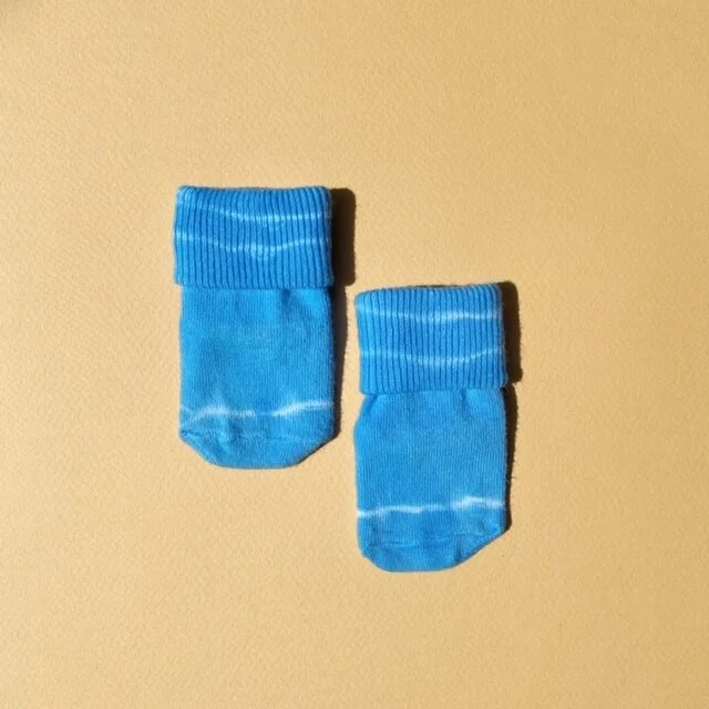 Organic Socks- Stripe, Shankha Blue