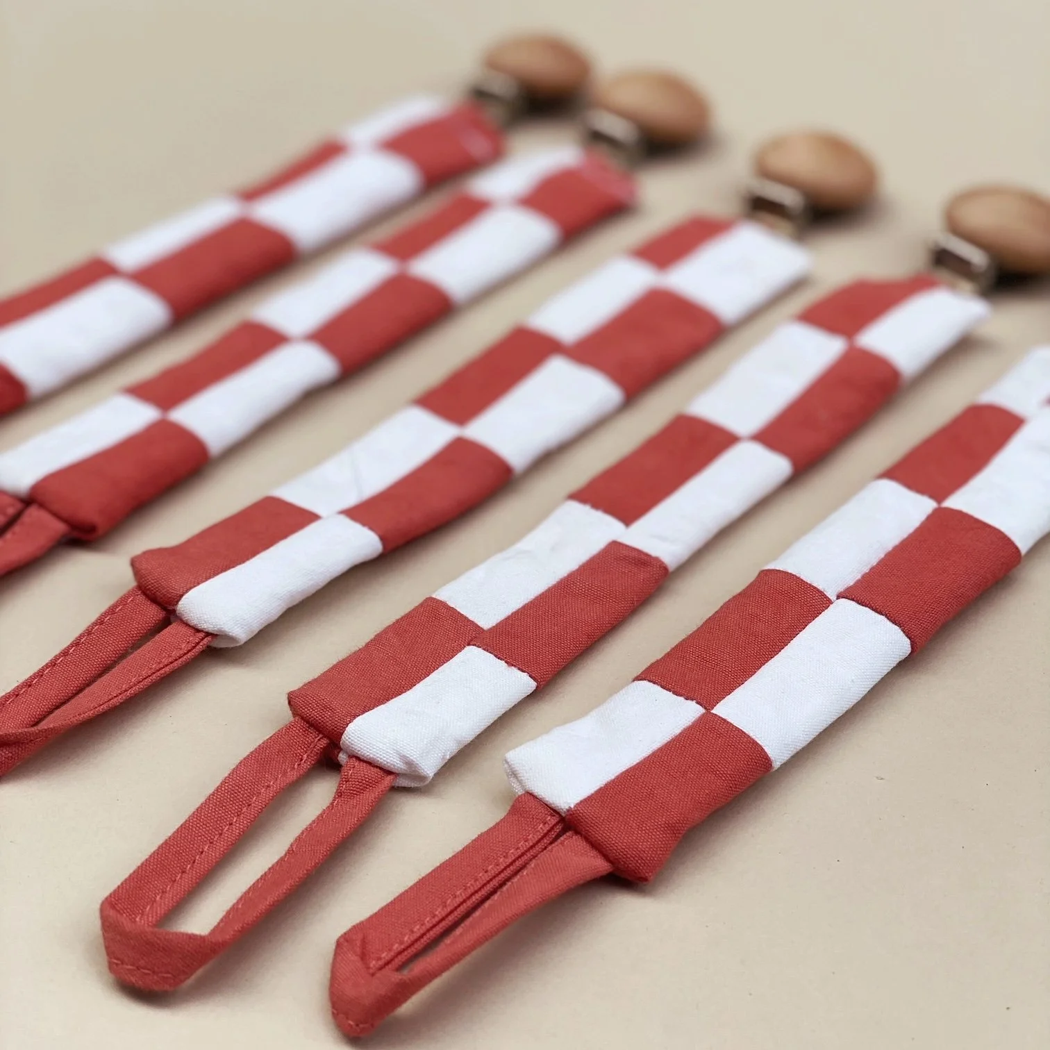 Baby Clip, Eco Quilted Checker- Red Earth