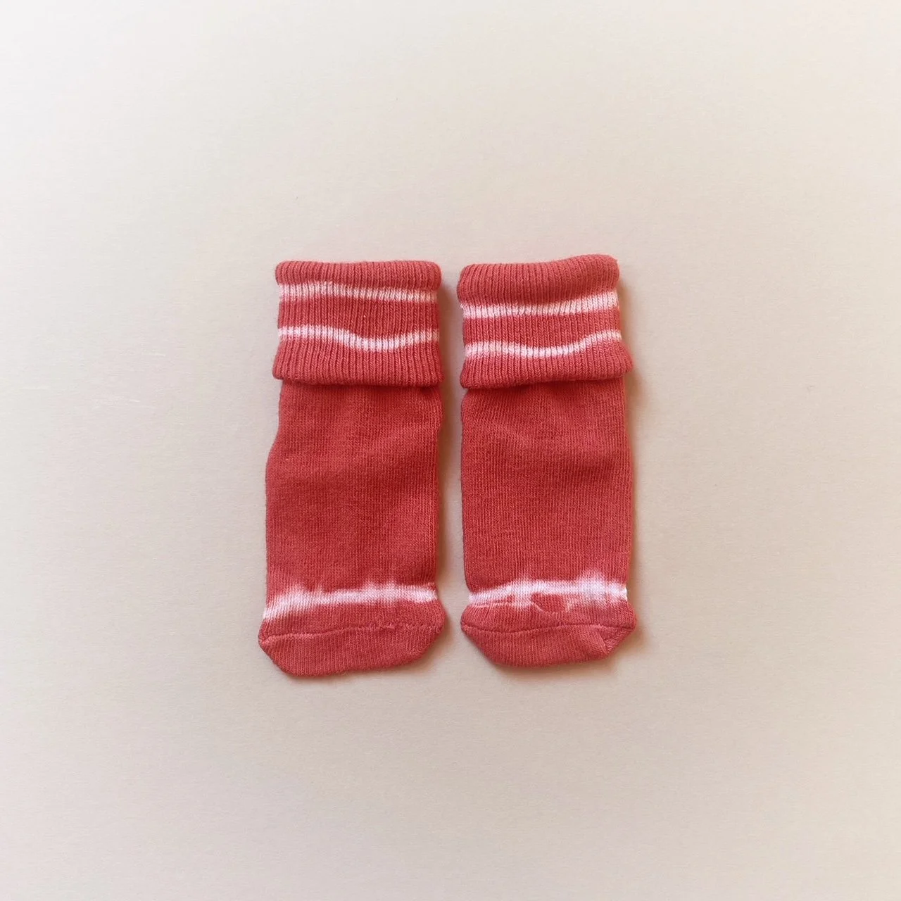 Organic Socks- Stripe, Red Earth