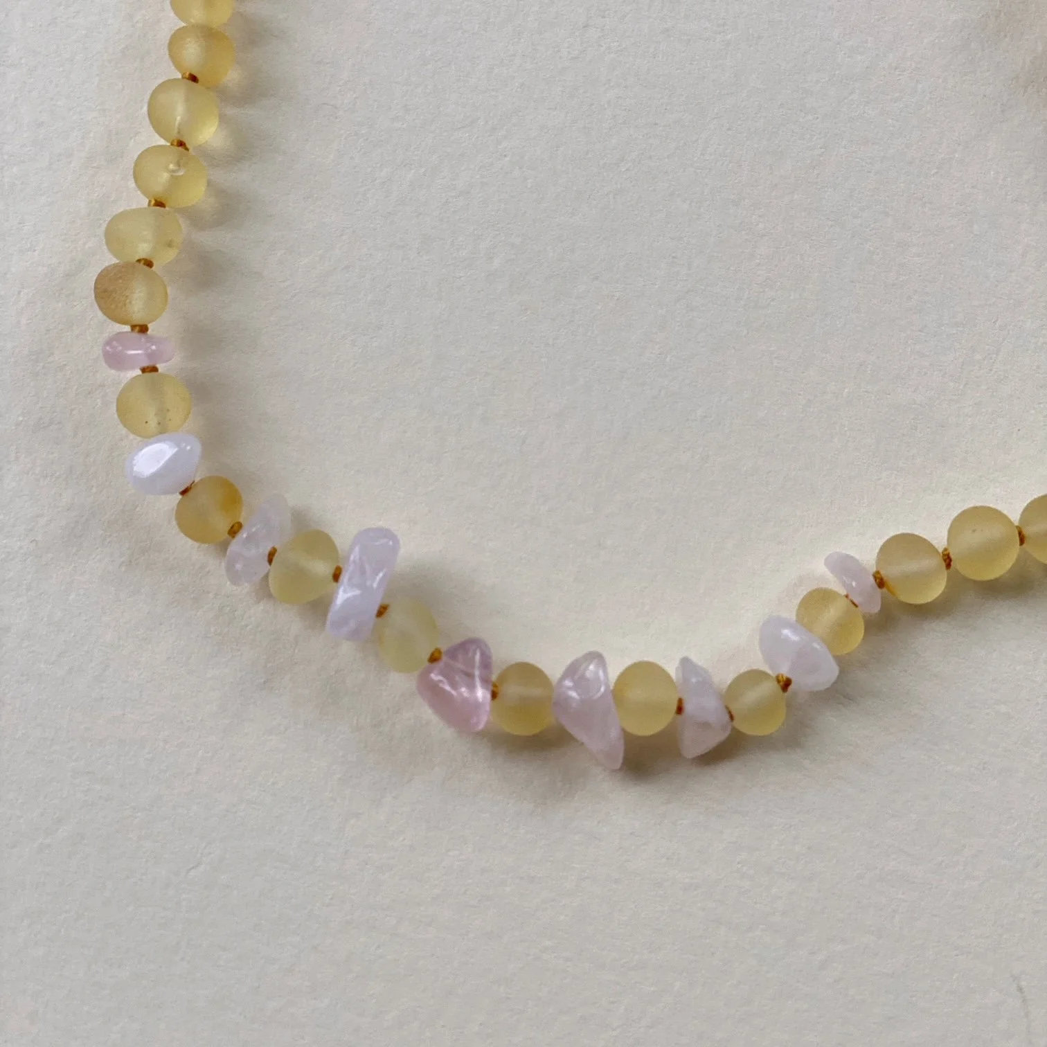 Baltic Amber Necklace, Separation Anxiety- Rose Quartz