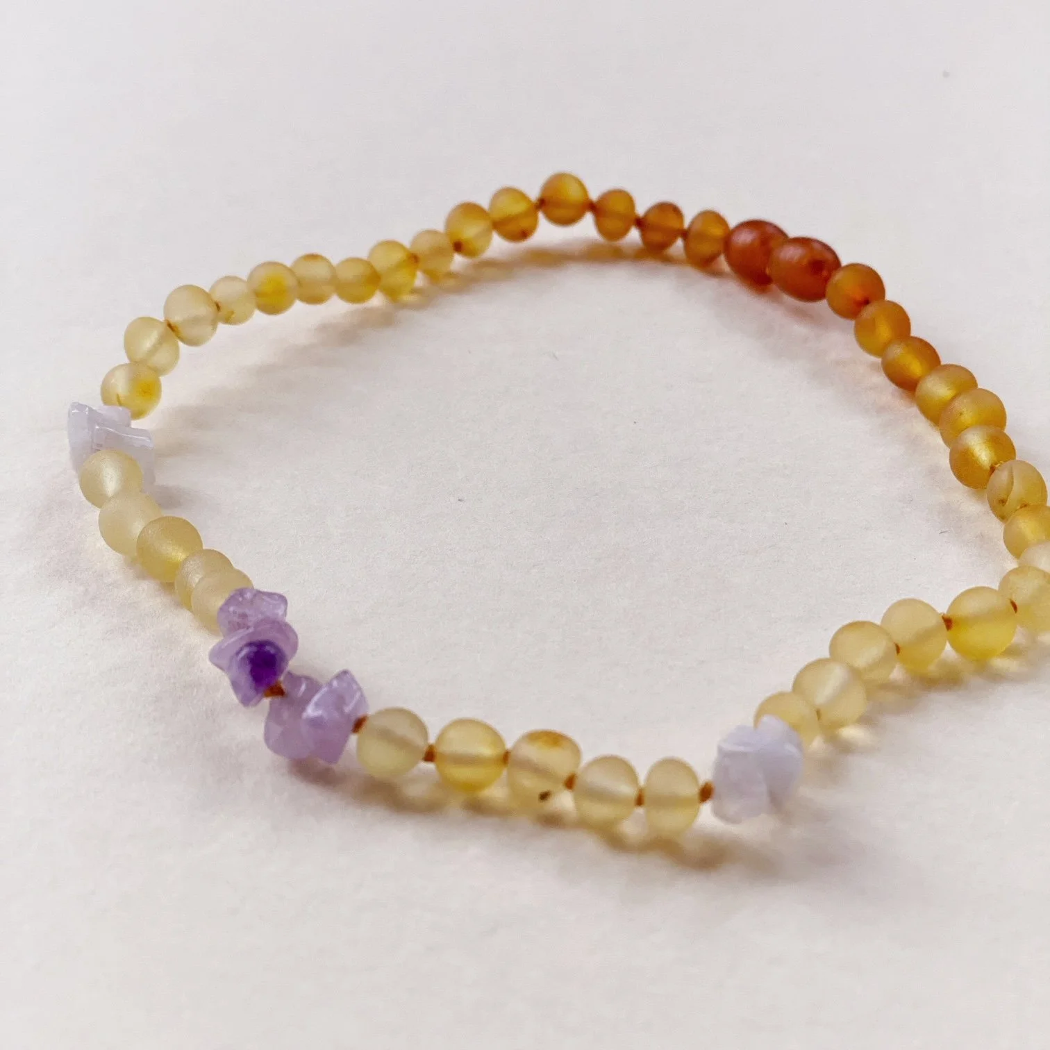 Baltic Amber Necklace, Sleep- Amethyst and Moonstone