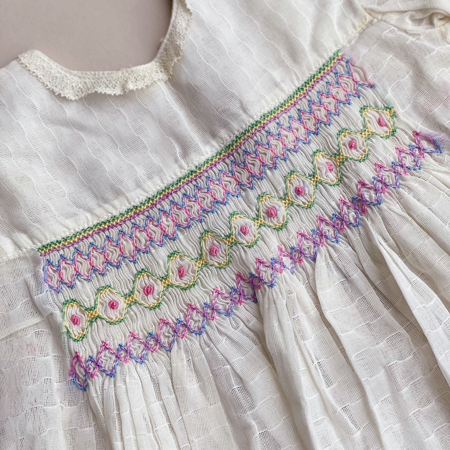 Hand Smocked Vintage Dress 0-6M