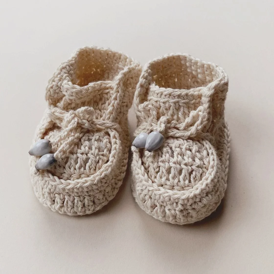 Natural Crochet Booties 3-6M