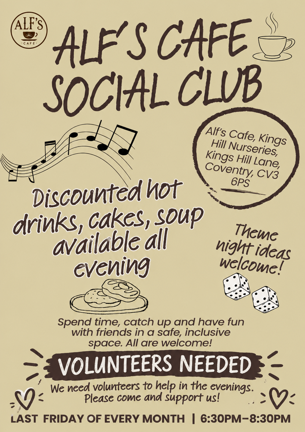 Alf's Social Club - Volunteers Wanted!