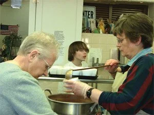 Preparing a meal to serve at the Bethany Center