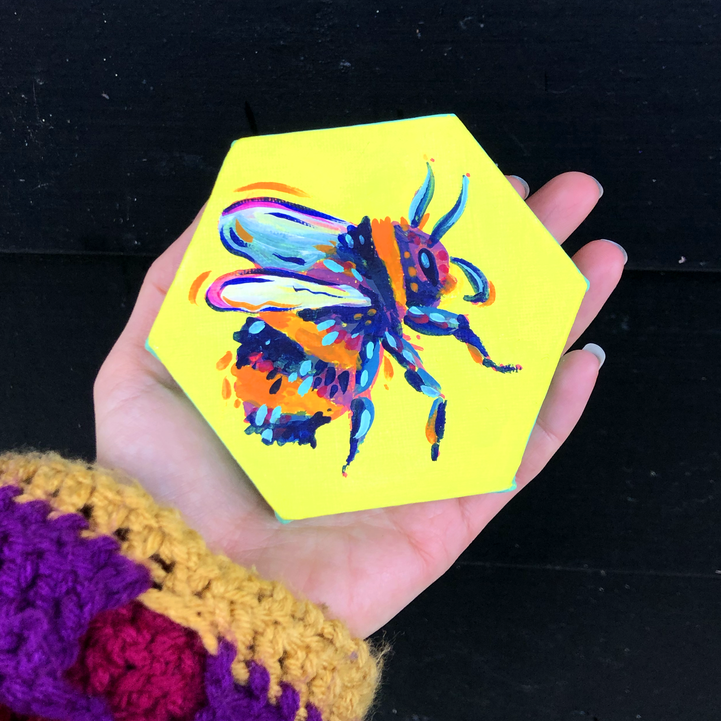 Original Bee Painting on Canvas