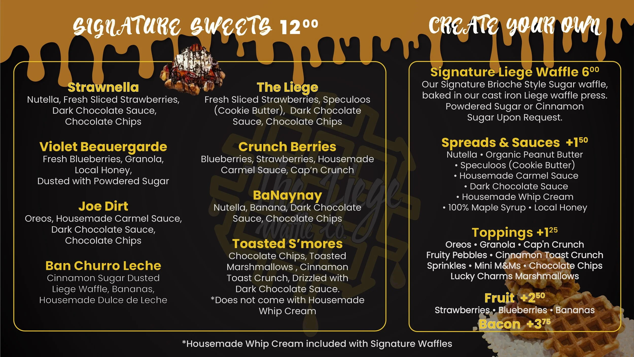 The Liege Waffle Co Menu Nutella, Strawberry, Breakfast, Downtown Nashville, Brunch, Desert, Belgian Waffles.