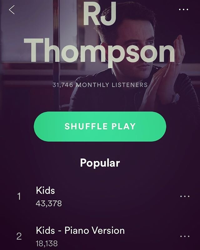 The first release from the forthcoming @rjthompsonmusic album (produced with yours truly) currently has over 43,000 streams on @spotify and growing, and the acoustic B side has over 18,000. A good start to the campaign!

Next track drops tomorrow, it