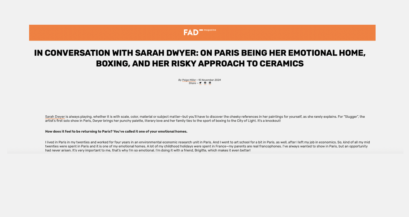 FAD Magazine, In Conversation With Sarah Dwyer, November 2024
