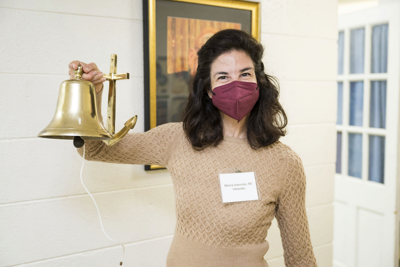 And our Volunteer Interpreter Monica played Volunteer Bell Ringer to keep the tours moving from one place to another.
