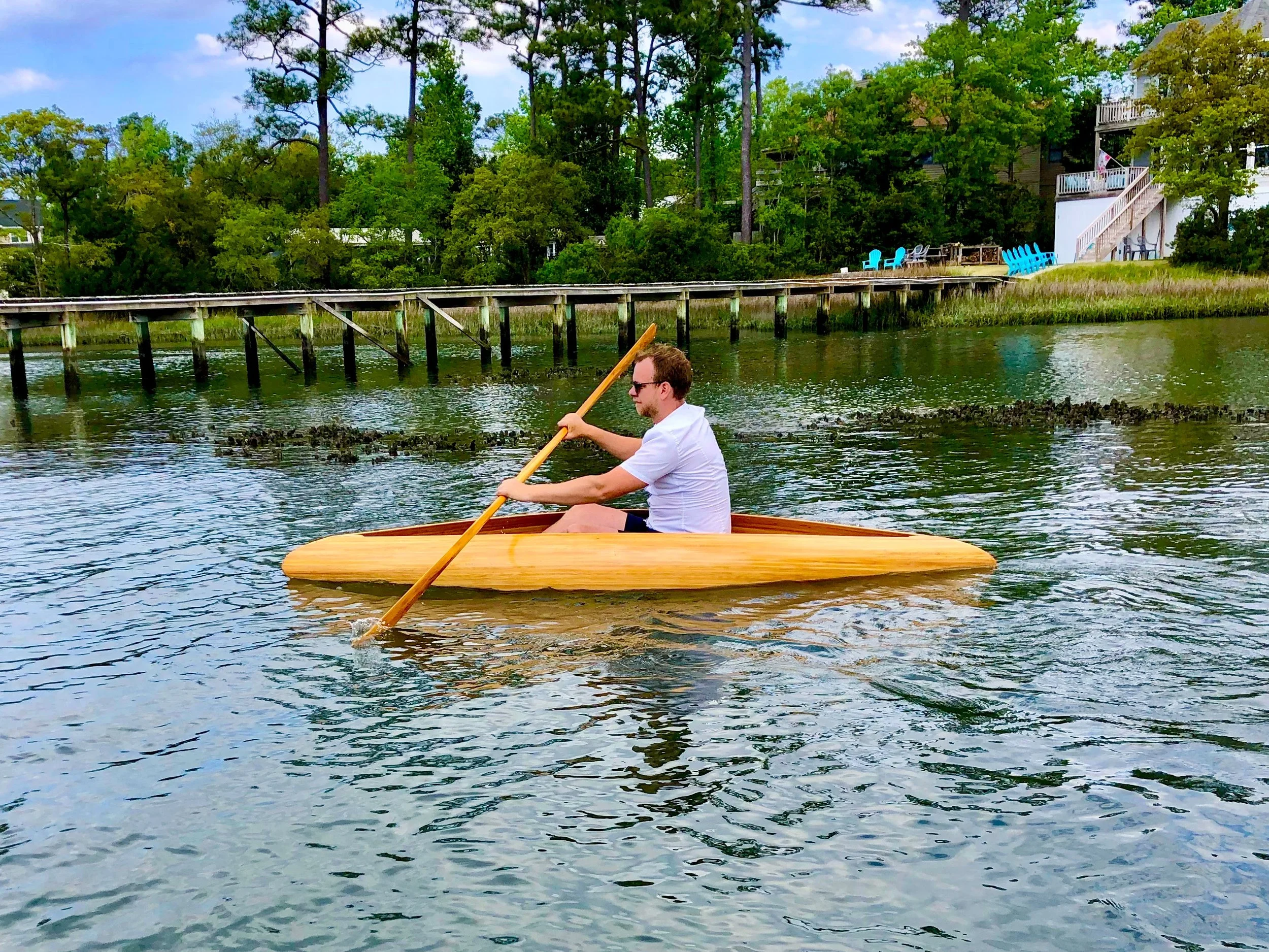  Handcrafted wooden boat. 