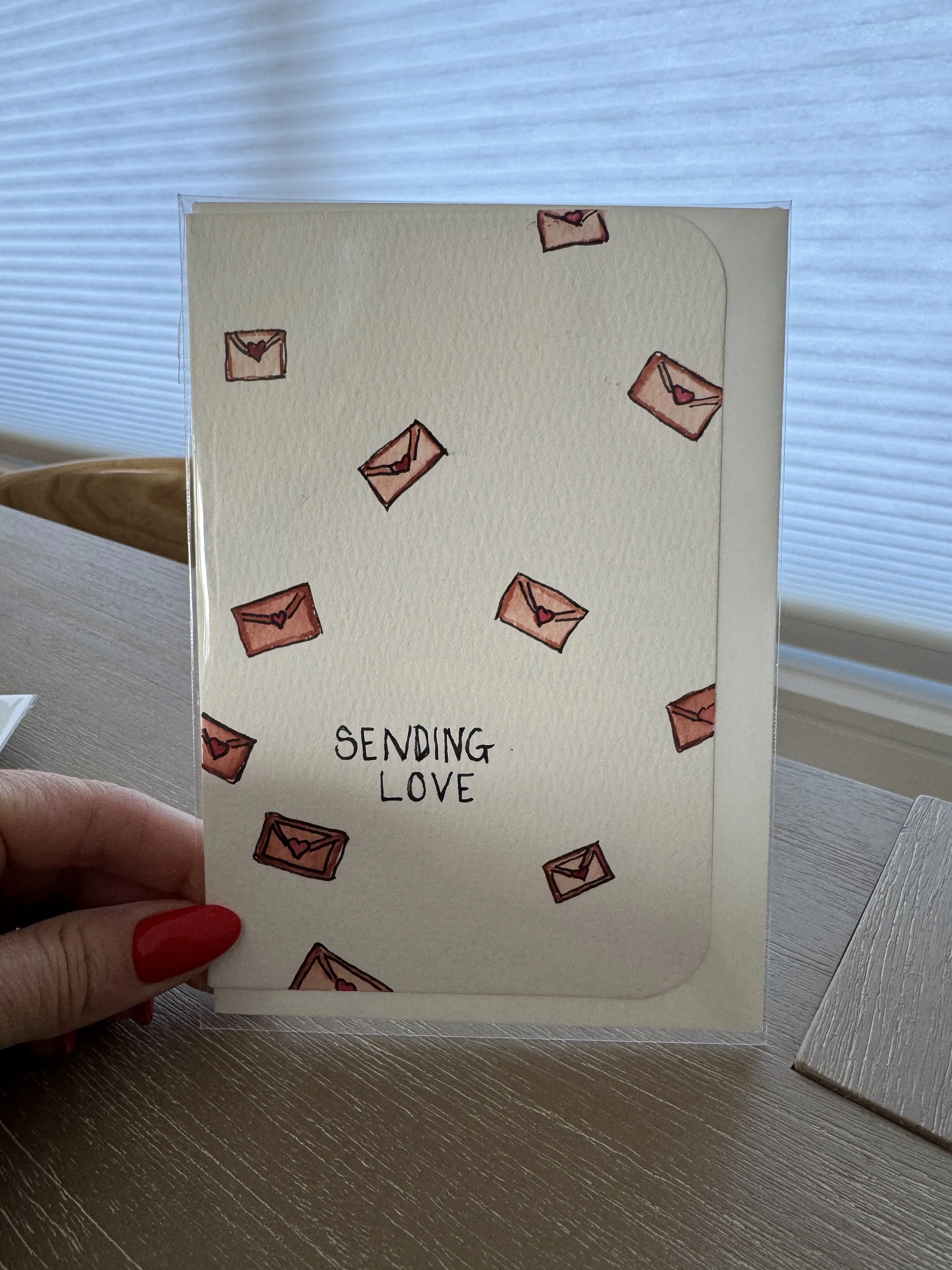Sending Love - Handmade Watercolor Greeting Card