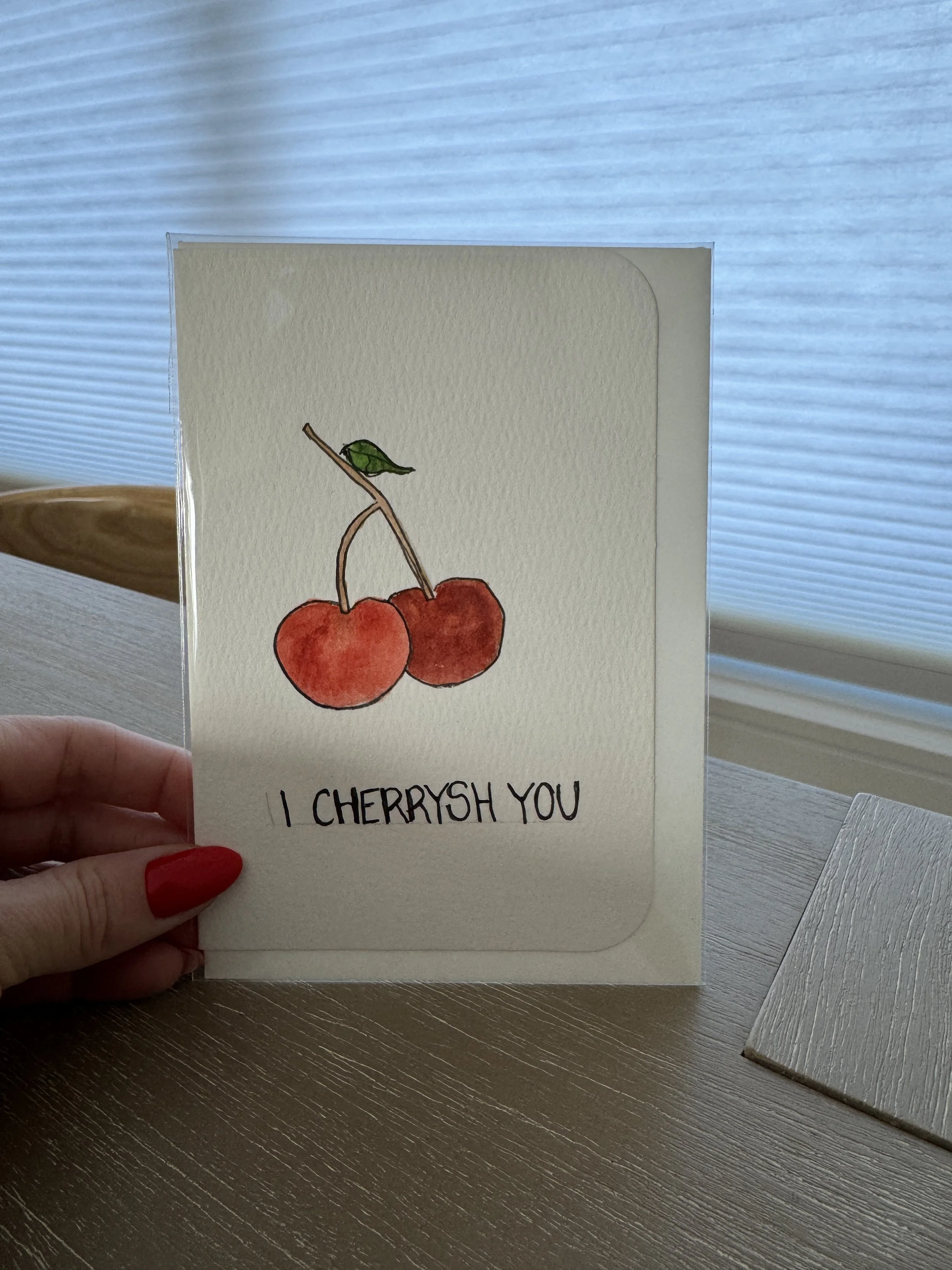 Cherrysh You - Handmade Watercolor Greeting Card