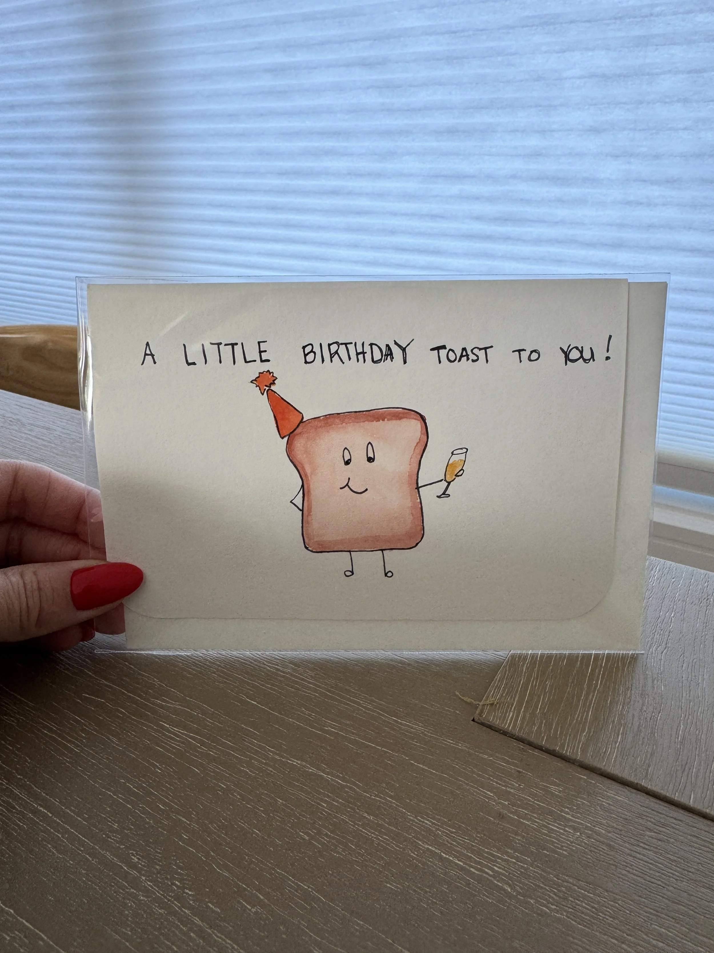 Birthday Toast - Handmade Watercolor Greeting Card