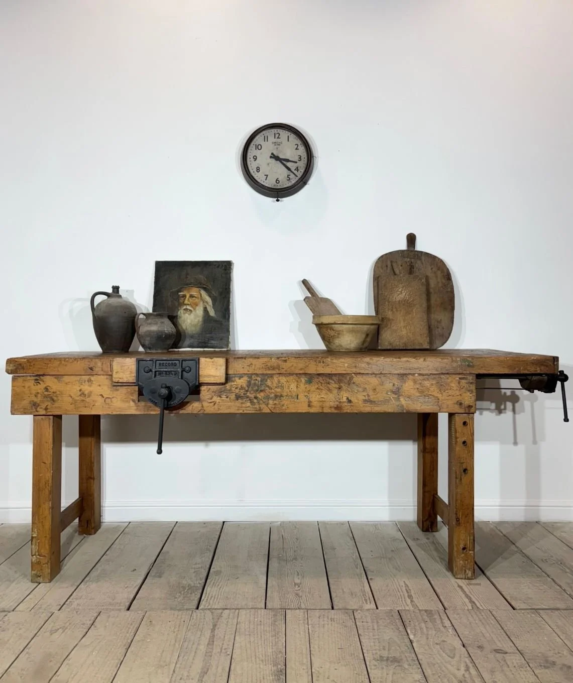 Large Vintage Antique Workbench Kitchen Island Table