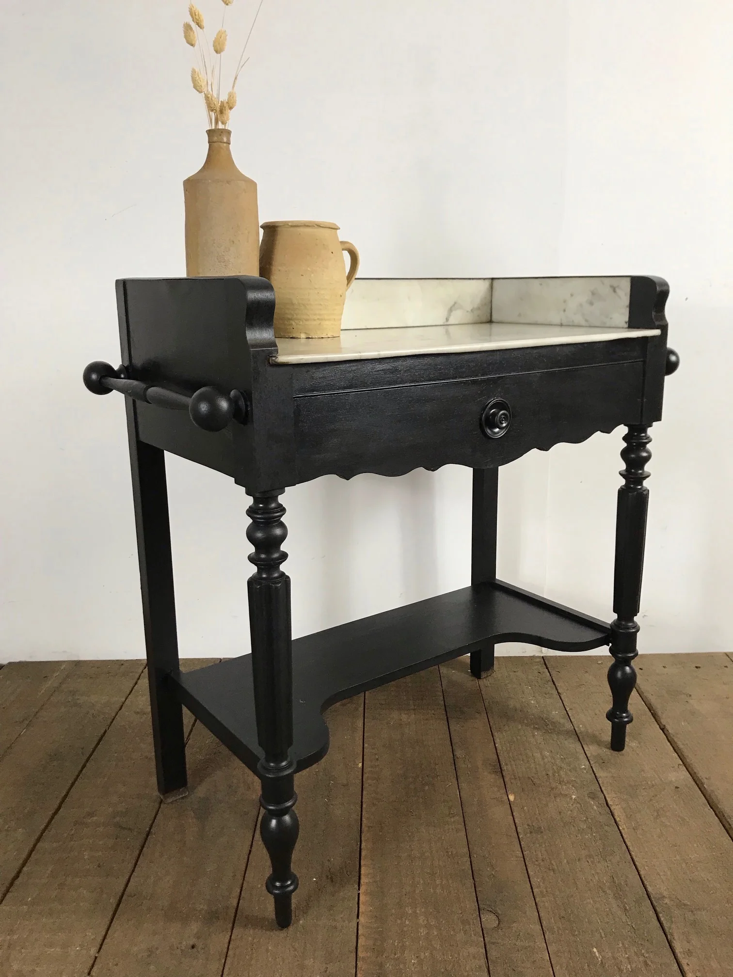 French Painted Marble Top Washstand Circa 1900