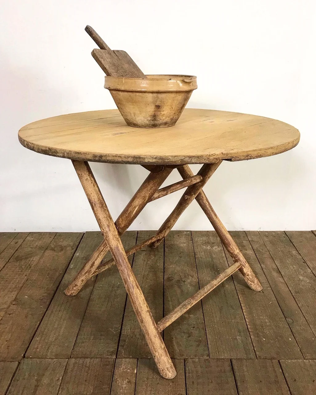 Rustic Antique French Round Folding Table