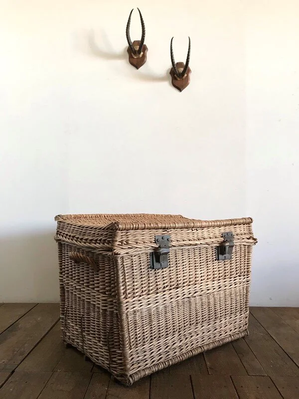 Vintage French Parisian Wicker Storage Basket