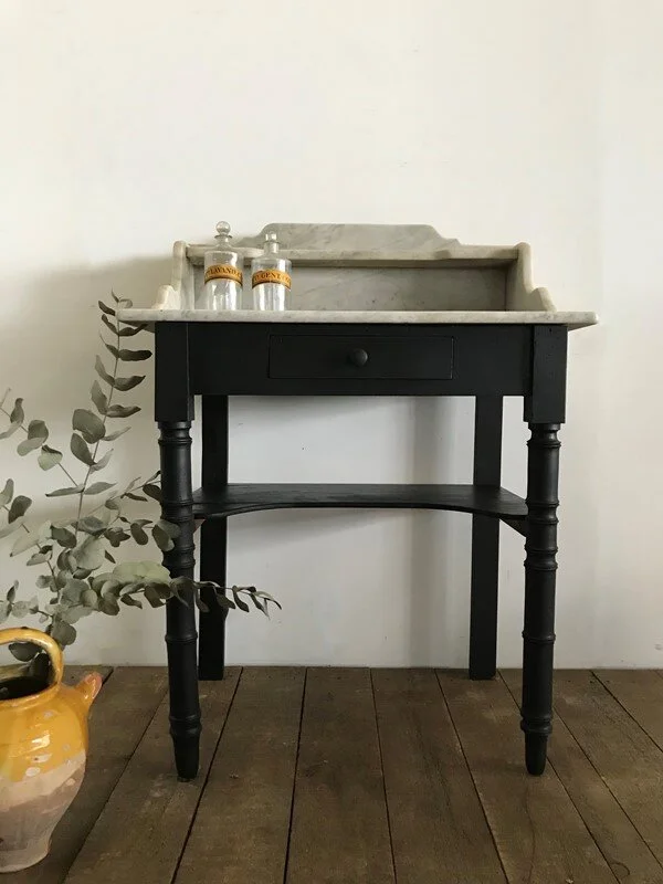 Antique French Marble Top Painted Washstand