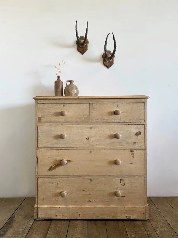 Victorian Antique Rustic Pine Chest Of Drawers