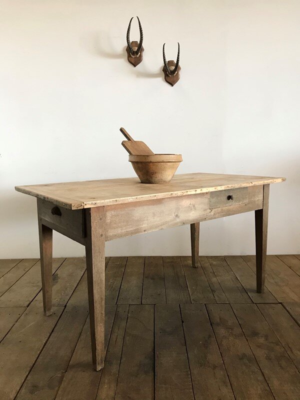 Antique French Farmhouse Rustic Kitchen, Antique French Farm Table