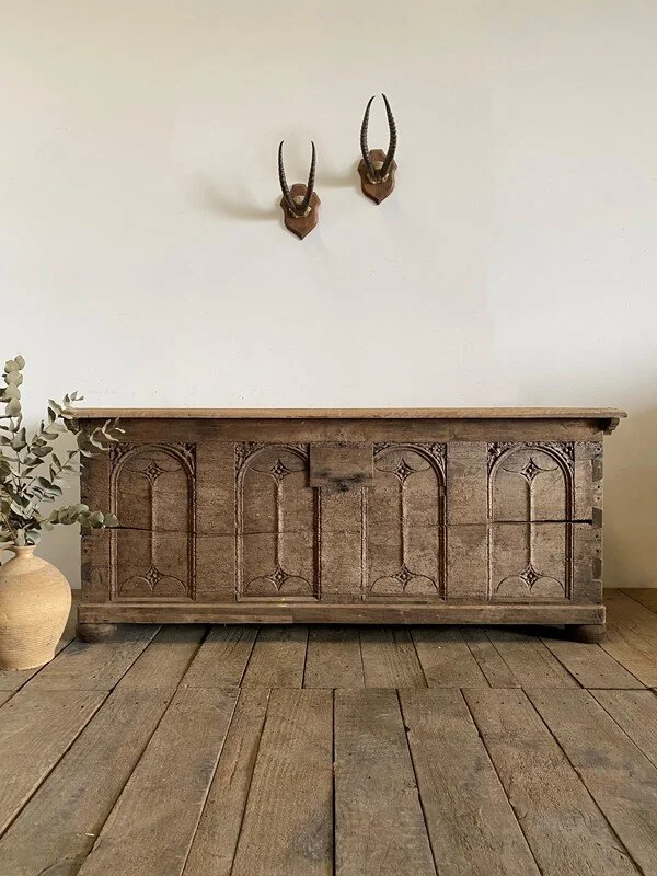 17th Century Antique French Carved Oak Chest