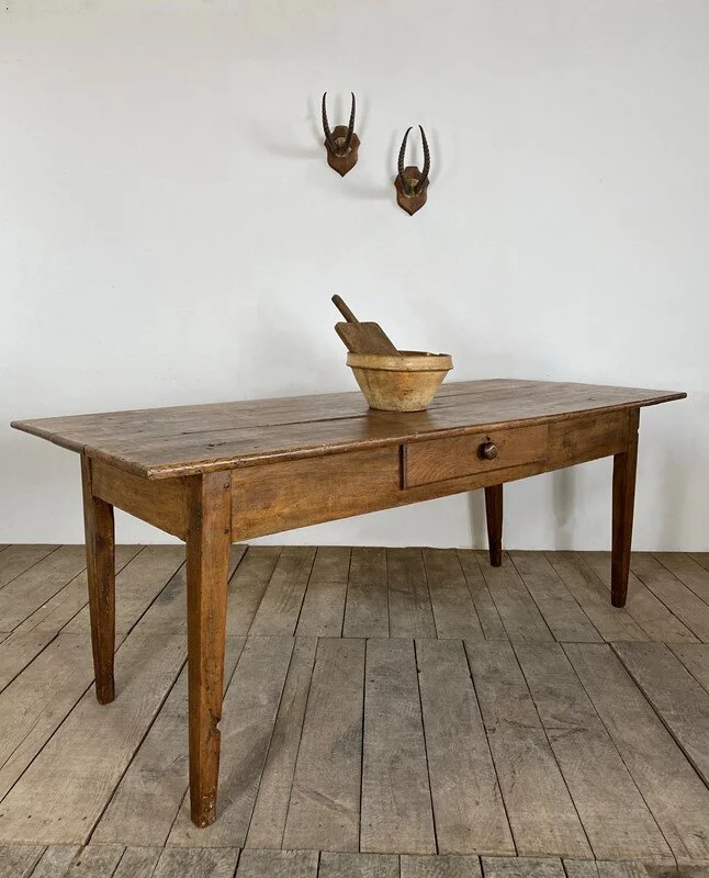 Antique French Fruitwood Kitchen Dining Table