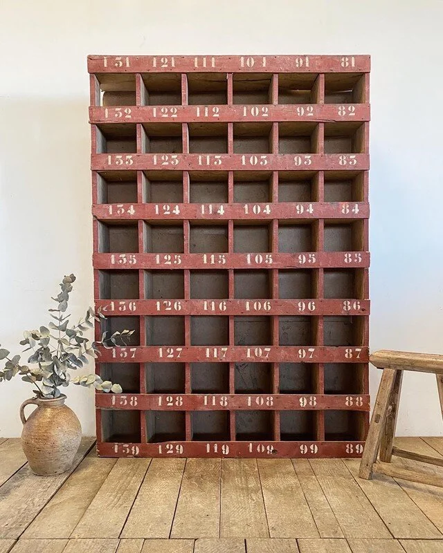 Antique French Original Painted Pigeon Hole Unit