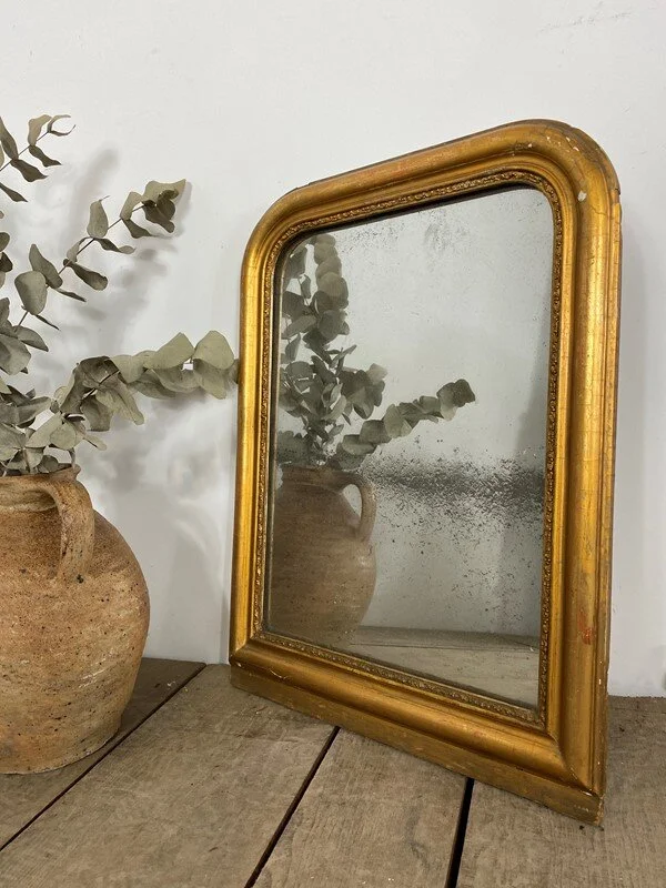 19th Century Antique French Gold Gilt Foxed Mirror