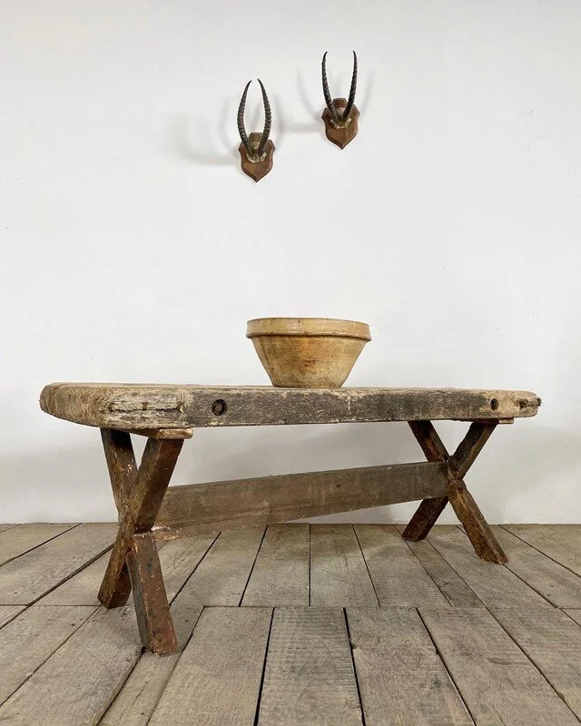Antique Rustic Driftwood Coffee Table Bench