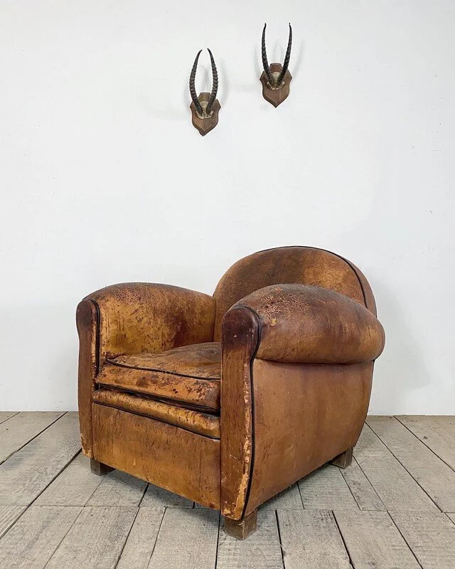 Vintage French Leather Club Chair