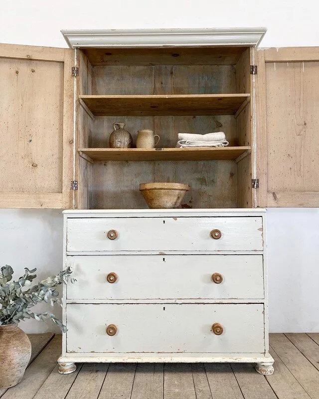 Victorian antique linen larder cupboard