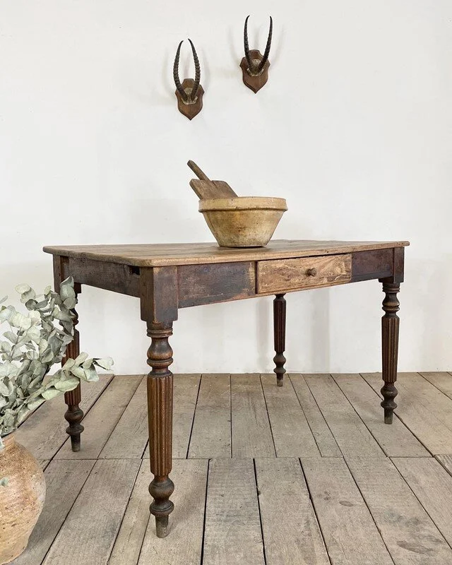 Antique French Rustic Farmhouse Kitchen Table