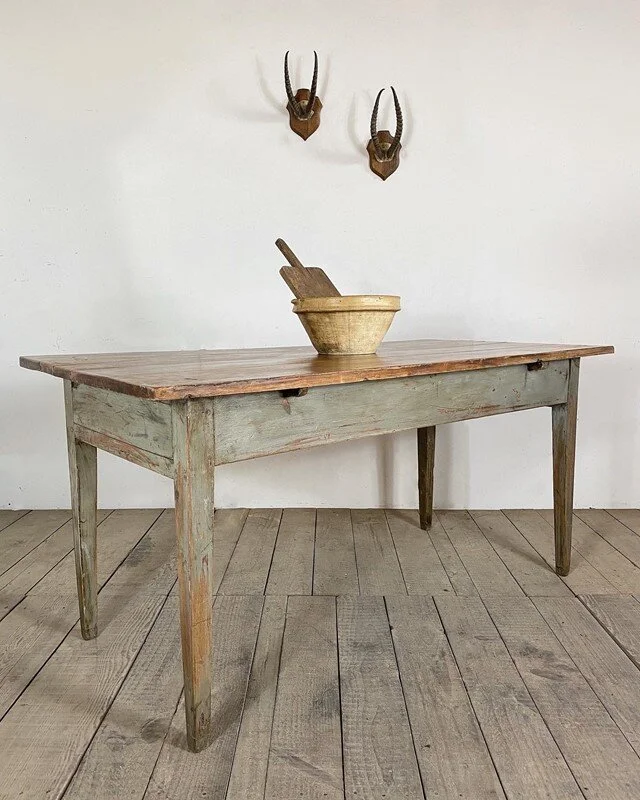 Antique Farmhouse Dining Vintage Kitchen Table Wood Rustic Dining