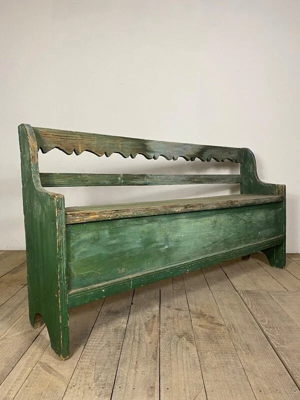 Vintage Antique Original Painted Hungarian Bench