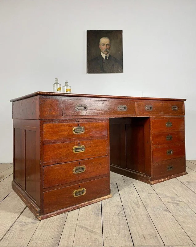 Large Victorian Antique Military Campaign Desk