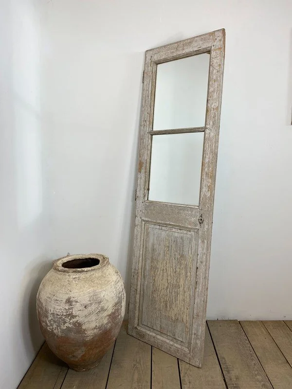 Original Painted Antique French Door Mirror